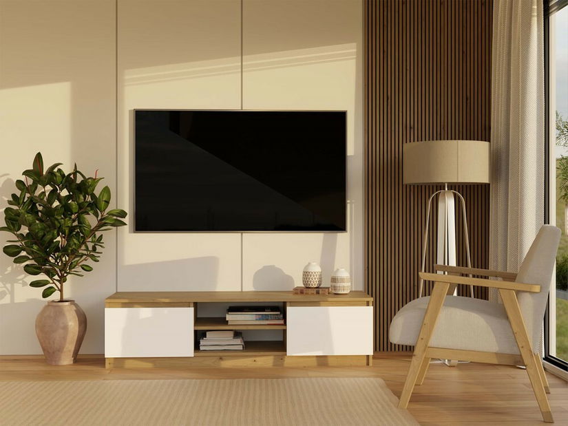 TV skříňka Musecalo 140 (dub artisan + bílá)