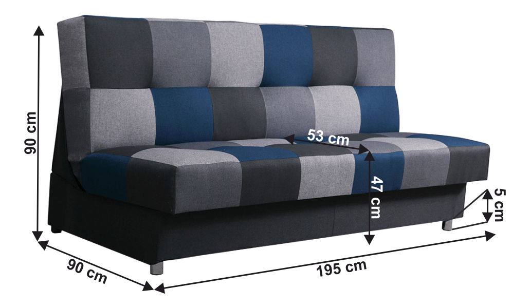 Pohovka Arabella (modrá + šedá)