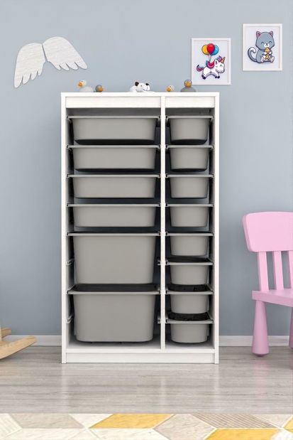 Organizér na hračky Dremonka 6 (šedá + bílá)