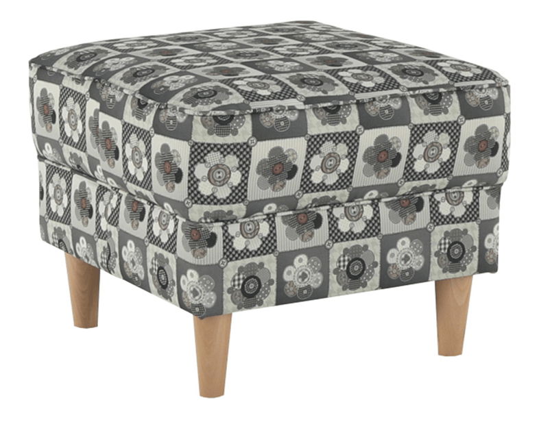 Křeslo ušák s taburetem Aevo patchwork N1