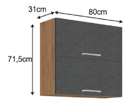 Horní kuchyňská skříňka 80 GU-72 2F Velaga (šedá matná + dub lancelot)