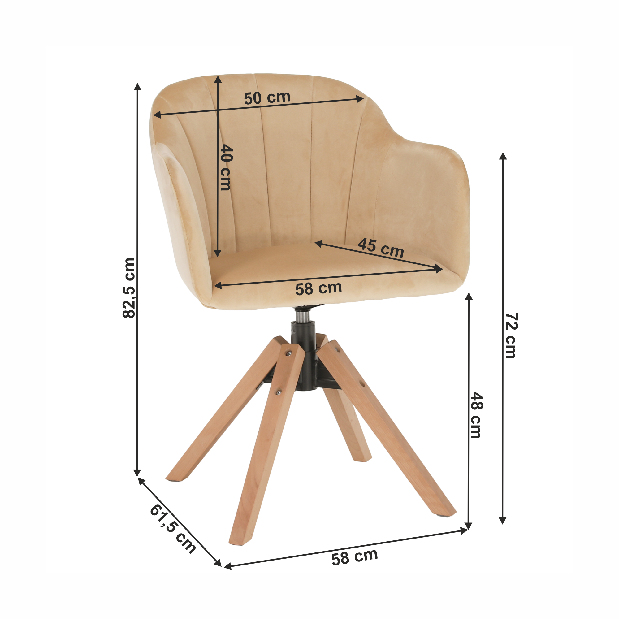 Moderní Otočné křeslo Daline (béžová)