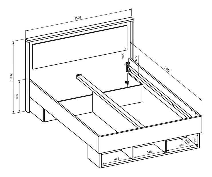 Manželská postel Todresso 160 (dub + congo)