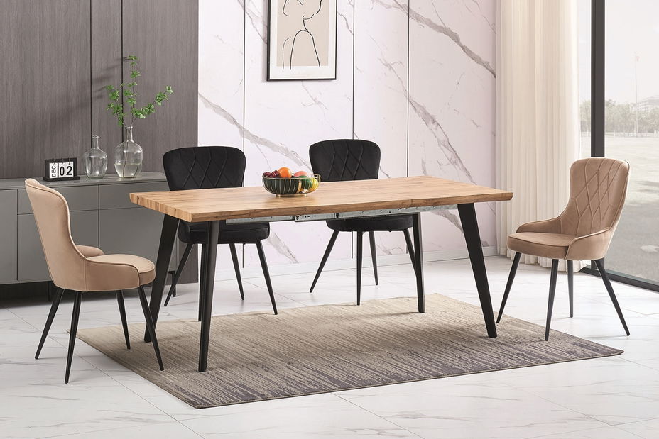 Rozkládací jídelní stůl 150-210 cm Faustina (dub artisan + černá) (pro 8 a více osob) *bazar