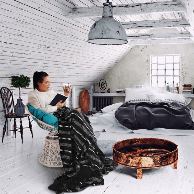 Otočné křeslo Trinny (bílá + petrolejová)