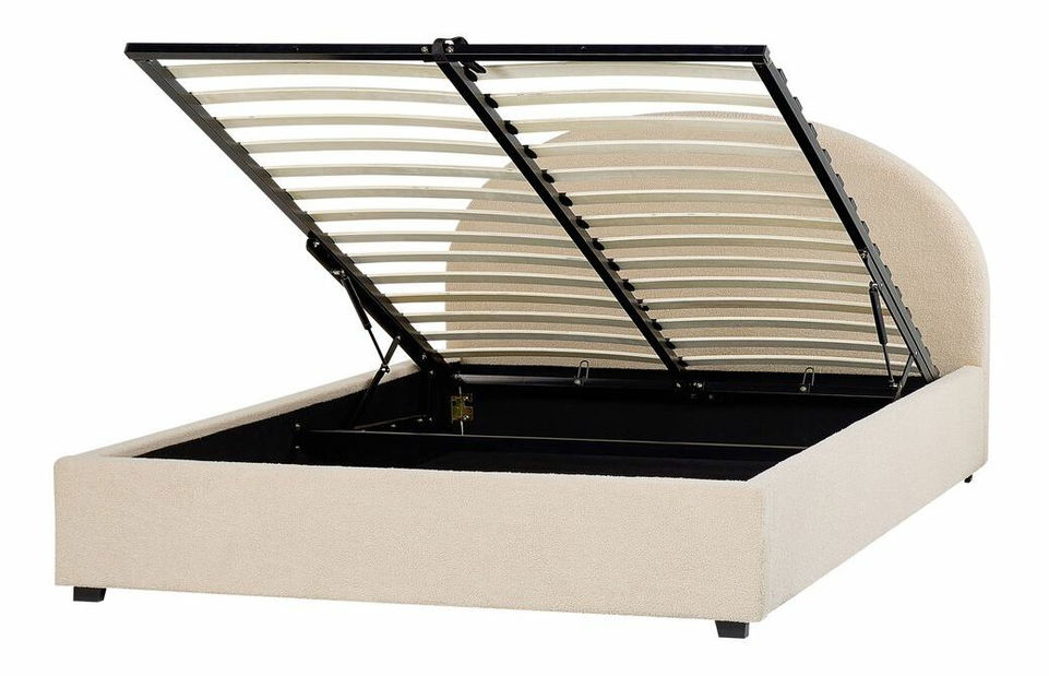 Manželská postel 160 cm Verena (béžová) (s roštem a úložným prostorem)