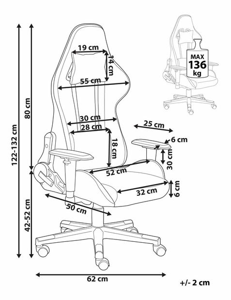 Herní křeslo Witana (tmavě šedá)