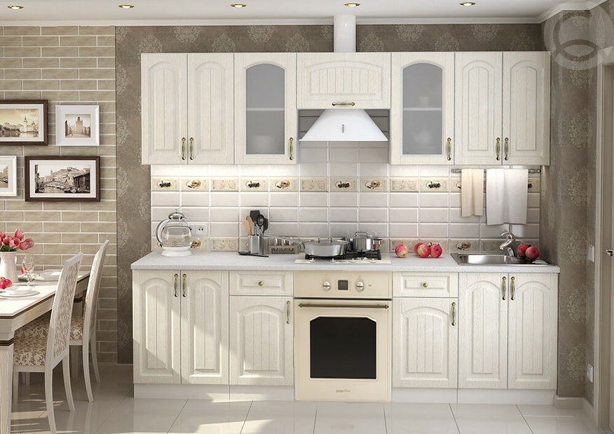 Kuchyně Verona 260 cm (bílá + jasan zlatý) CASA-97016