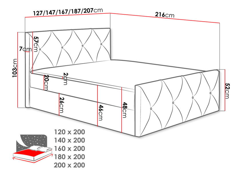 Manželská postel 160cm Blanchet (světlobéžová)