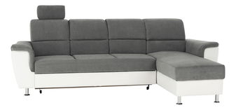 Rohová sedací souprava Stan malá (bílá + šedá) (P)