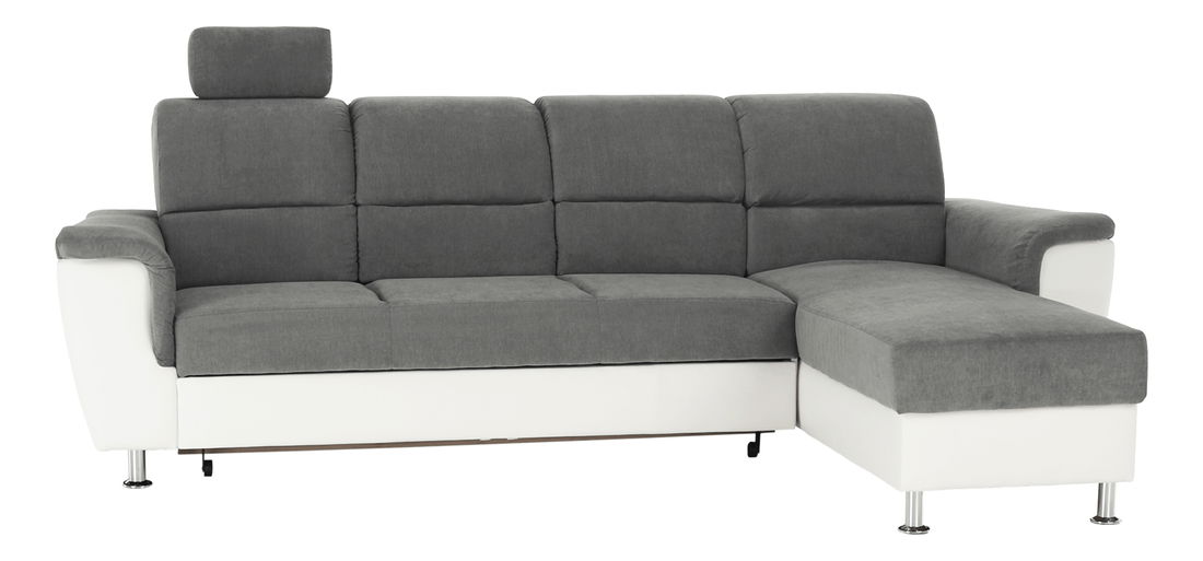 Rohová sedací souprava Stan malá (bílá + šedá) (P)