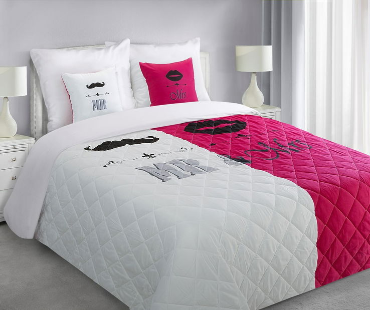 Přehoz na postel 240x220cm Nevan (bílá + amarant)