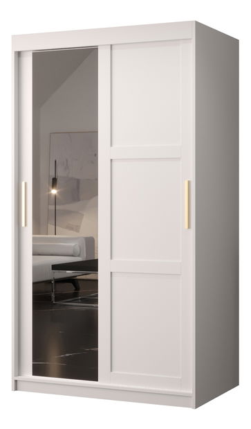 Šatní skříň Riven 2 100 (bílá matná) (se zrcadlem)