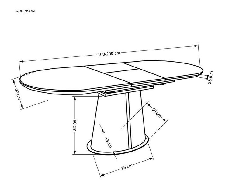 Rozkládací jídelní stůl 160-200 cm Riavey (černá + cappuccino) (pro 6 8 osob)
