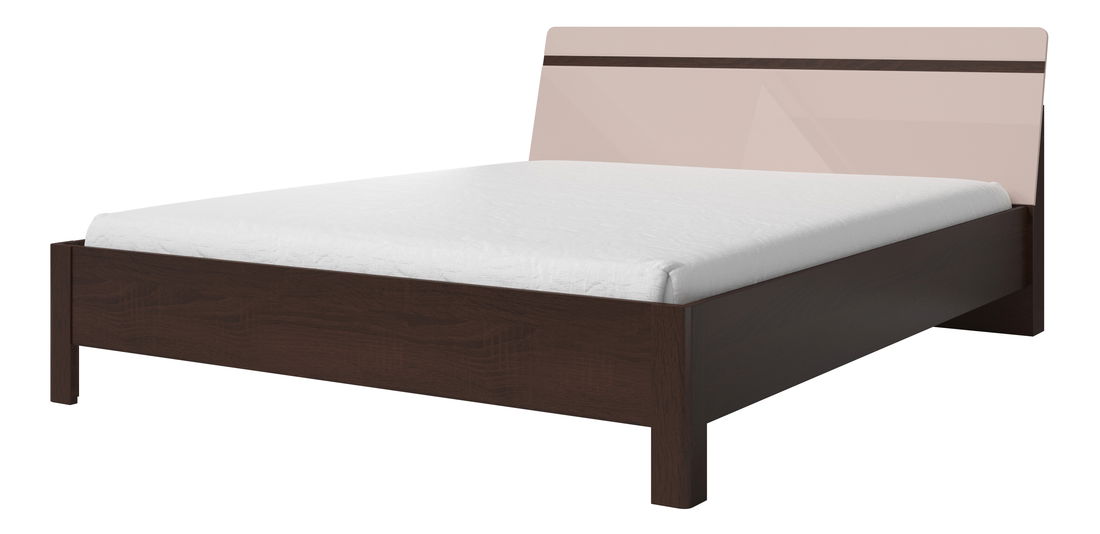 Manželská postel 180 cm Salvia Typ 32 (dub sonoma tmavá + šedý lesk)