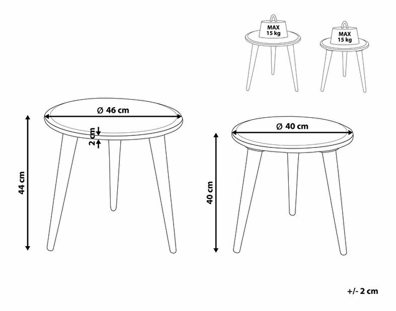 Set 2 ks konferenčních stolků Serijo (světlé dřevo)