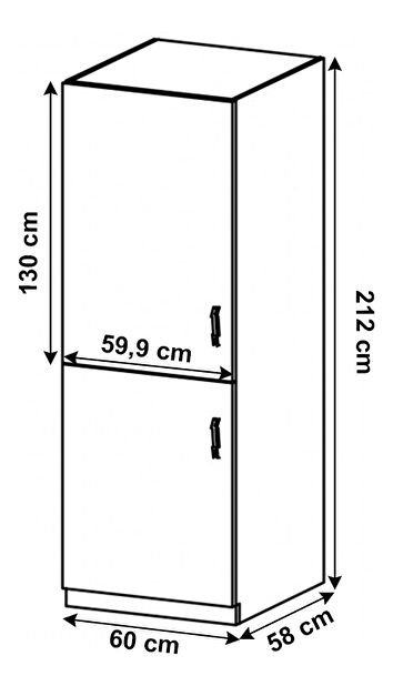 Kuchyňská skříňka na vstavanú ledničku D60ZLL Sillina (sosna andersen)