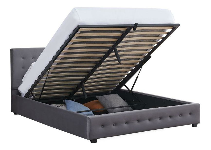 Manželská postel 160 cm Marcaje (šedá) (s roštem) (s úl. prostorem)