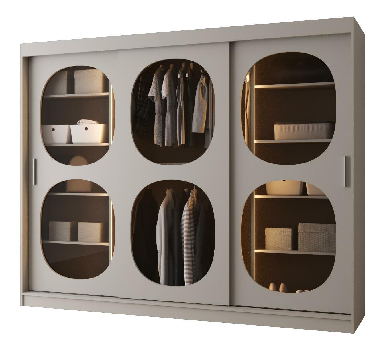 Šatní skříň 250 cm Boomer 2 (kašmír) (s osvětlením)