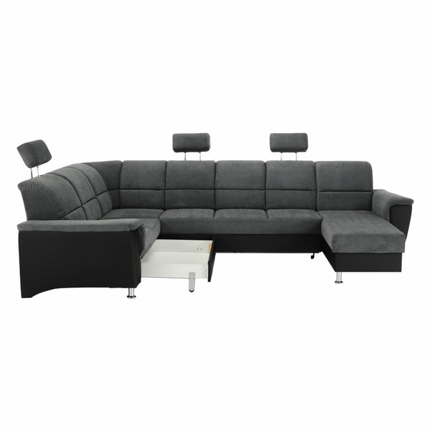 Rohová sedací souprava U Stan (černá + tmavě šedá) (L)