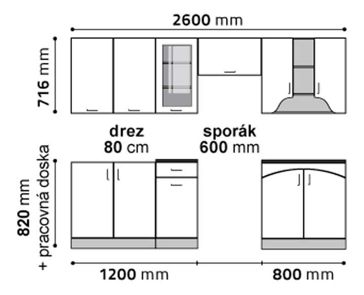 Kuchyně BRW Family line 260 cm Classic Anake