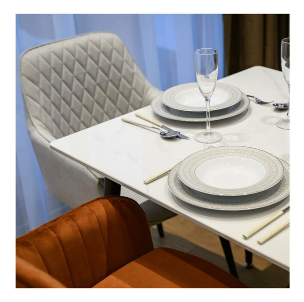 Jídelní stůl Fresia 2 (bílý mramor + černá) (pro 6 osob) *výprodej