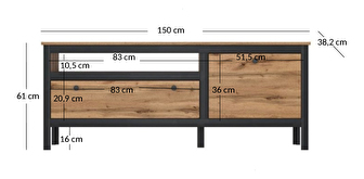 TV stolek/skříňka Leticia (dub wotan + černá)