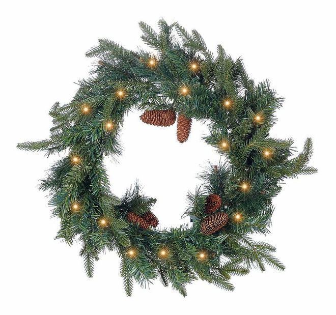 Věnec na dveře ø 60 cm Kamer (zelená) (s osvětlením)