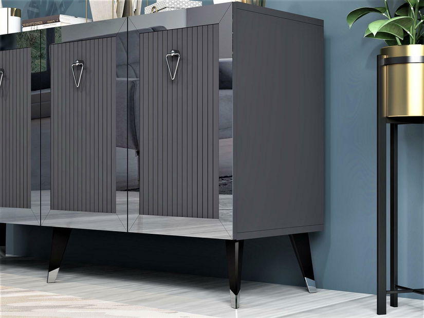 Skříňka Vopula (antracit + stříbrná)