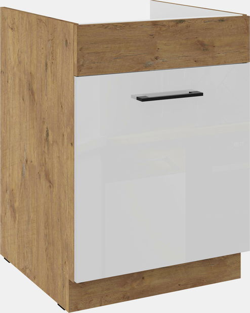 Dolní kuchyňská skříňka Virion 60 ZL 1S BB (dub lancelot + bílý lesk)