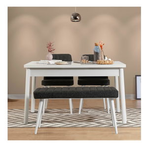 Jídelní set Bimuvo 4 (bílá + antracit) (pro 4 osoby)