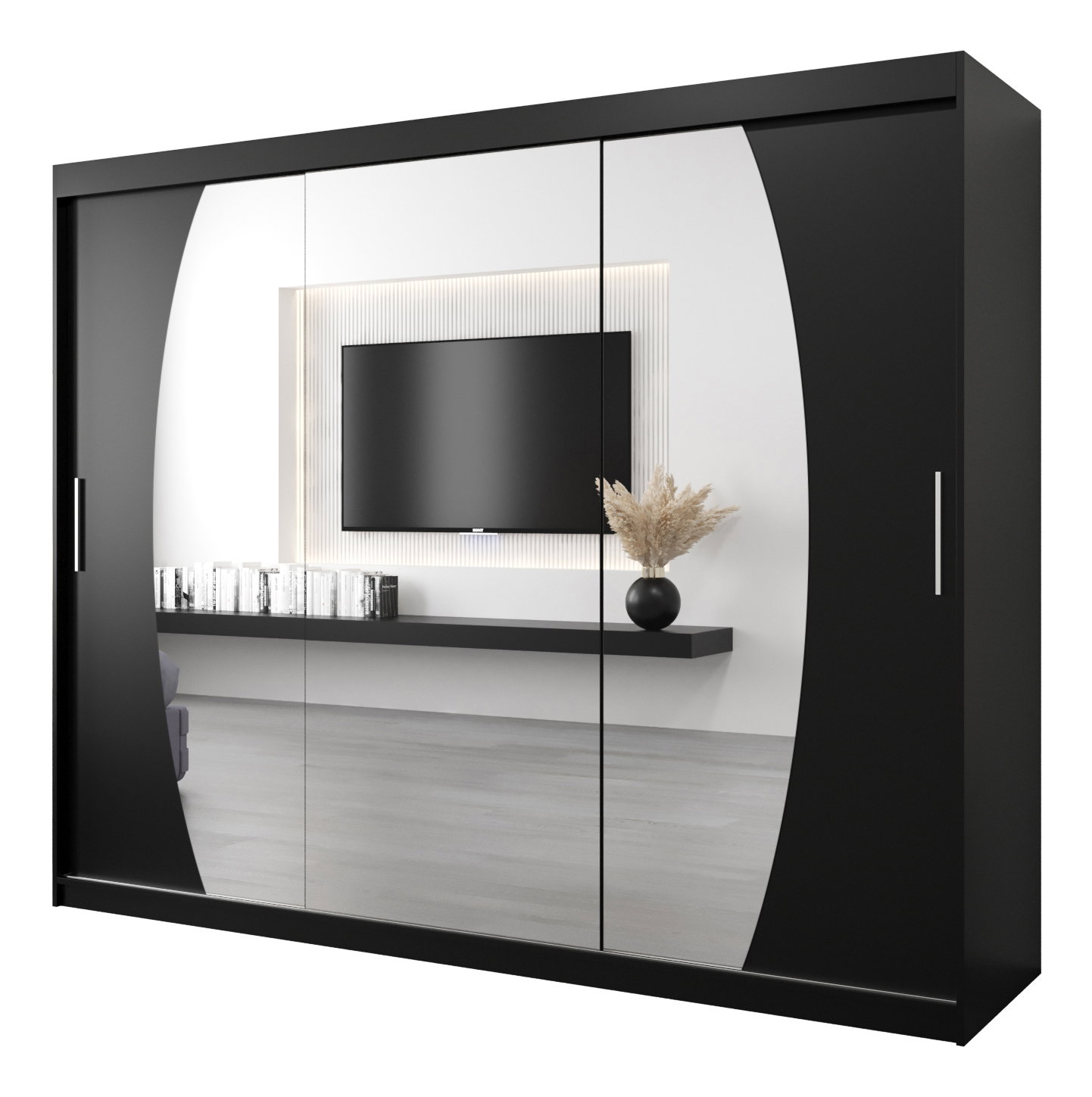 Šatní skříň 250 cm Eclipse (černá matná + černá matná)