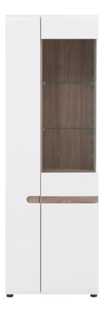 Vitrína Lymoted (bílá + dub sonoma tmavý truflový) 