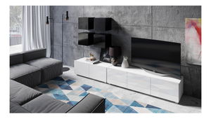 Obývací stěna Calabria C18 (Černý lesk + bílý lesk) (bez osvětlení)