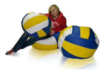 Set sedacích vaků Volejbal XXXL + XXL + L (bílá + žlutá + modrá)