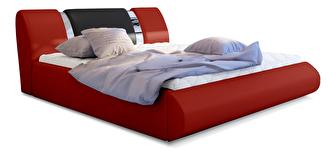 Manželská postel 140 cm Fabio (červená + černá) (s roštem a úl. prostorem)