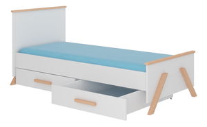 Dětská postel 180x80 cm Karolina (s roštem a matrací) (buk natural + bílá)