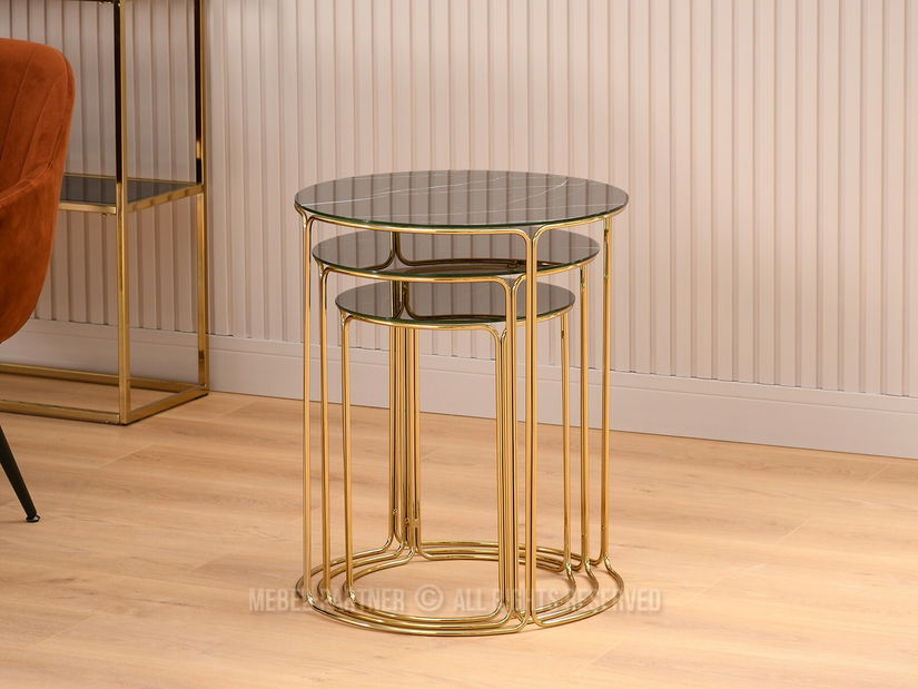 Konferenční stolek Belianni Zest (černý mramor + zlatá)