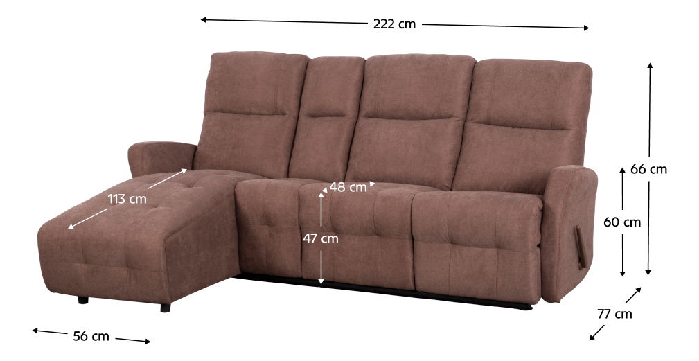 Nastavitelná sedací souprava rohová Toran (hnědá) (L) 