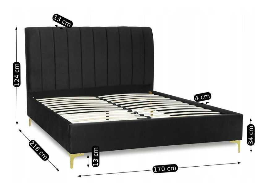 Manželská postel 160 cm Malasia (černá) (s roštem)