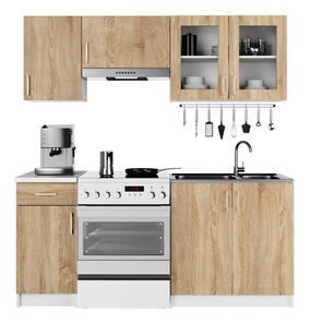 Kuchyňská sestava 180 cm Lula TYP1 B (bílá + dub sonoma)