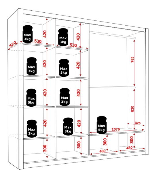 Šatní skříň Bonaparte SZ220 (dub monastery)