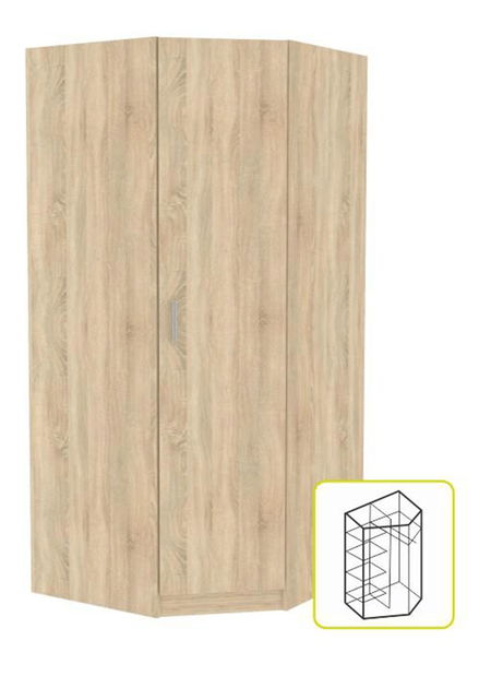 Rohová šatní skříň Izetta Typ 3 (dub sonoma)