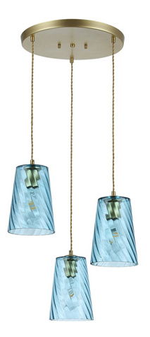 Závěsné svítidlo Asisite 3 (zlatá + modrá)
