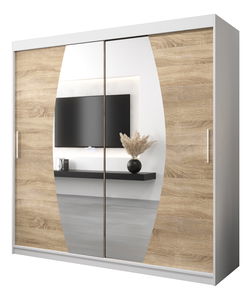 Šatní skříň 200 cm Eclipse (bílá matná + dub sonoma)