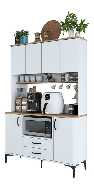 Policová skříň Jenaretta 168 (bílá + ořech)