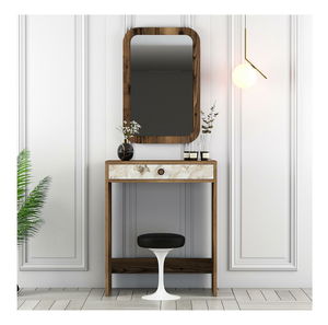 Toaletní stolek Logan 1 (bílý mramor + ořech) (se zrcadlem)