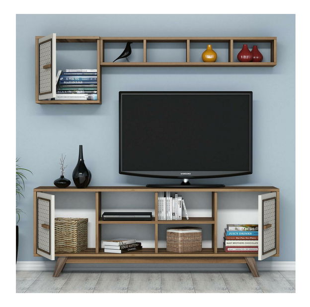 Sestava nábytku do obývacího pokoje Aysha (ořech + krémová)