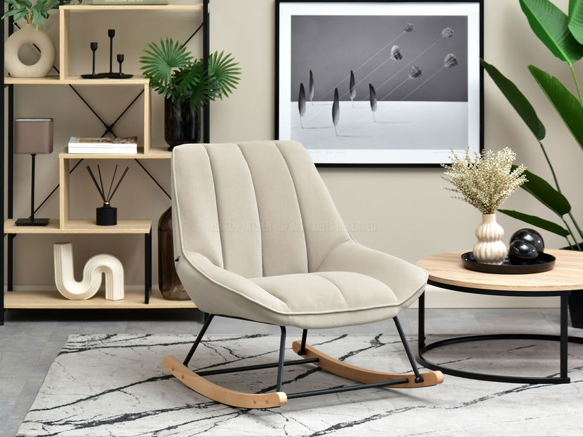 Křeslo Bertie (béžová + buk černý)