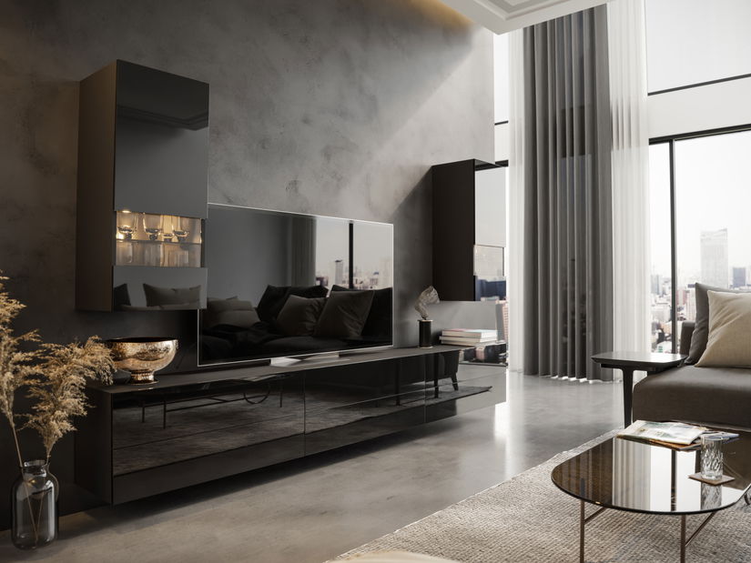 Obývací stěna Berny 37 (černá + černý lesk)